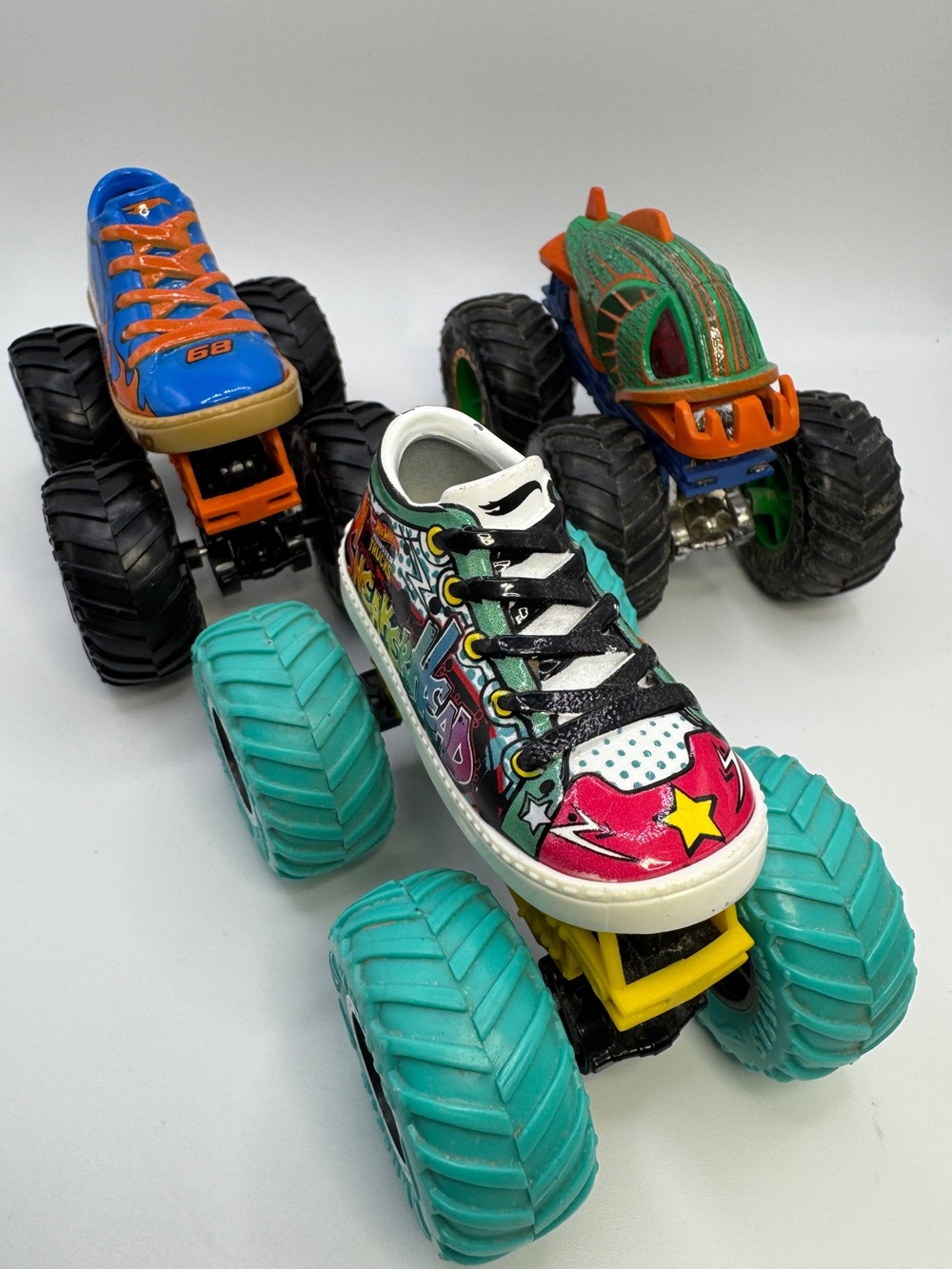 Hot Wheels Monster Trucks Lot of 3: Sneakerhead & Tiger Shark 1:64